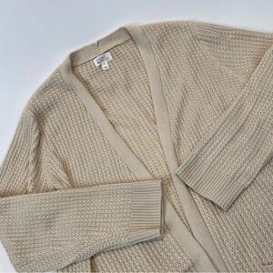 Market & Spruce Tan Open Cardigan Sweater 1X; long natural muted winter cozy